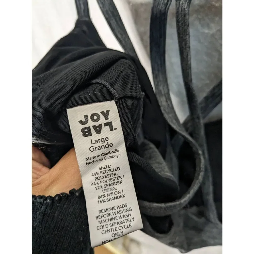 JoyLab Heathered Gray Sports Bra Strappy Large L